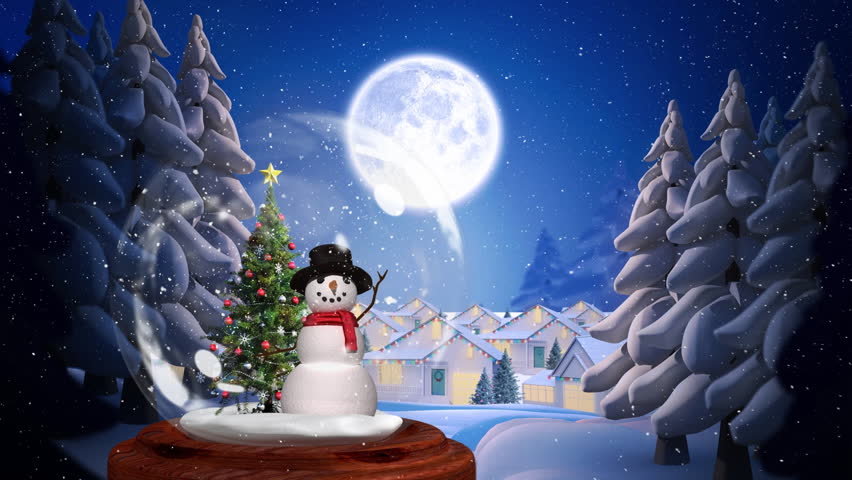 Cute Christmas Animation of Snowman Stock Footage Video (100% Royalty