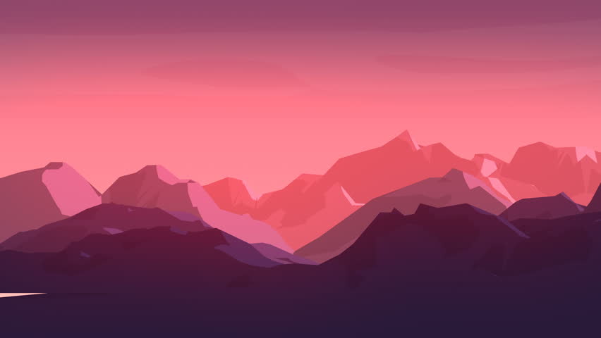 Flat Animated Mountain Landscape Background. Stock Footage ...