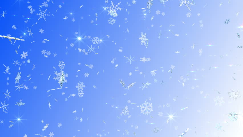 4k Seamless Looping Snow Flakes Particles On Light Blue Gradient 