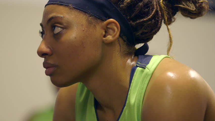 A Female Basketball Player Listens Stock Footage Video 100