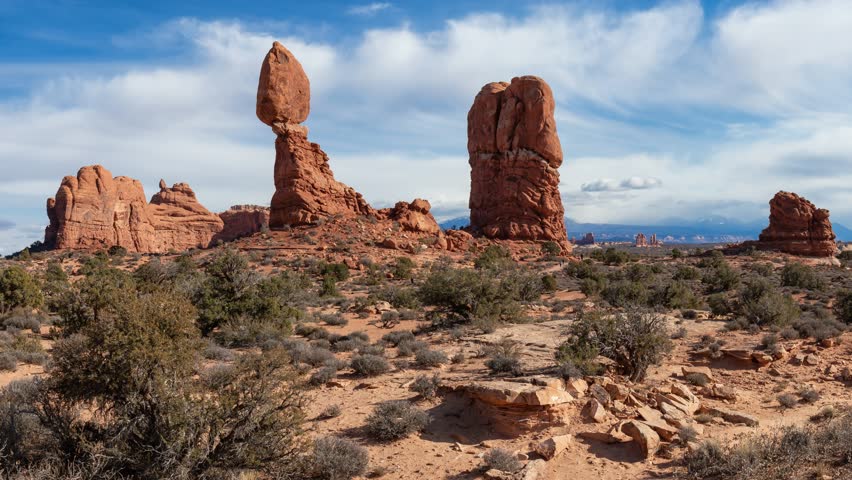 Rock and Mountains in the landscape in Arches National Park image ...