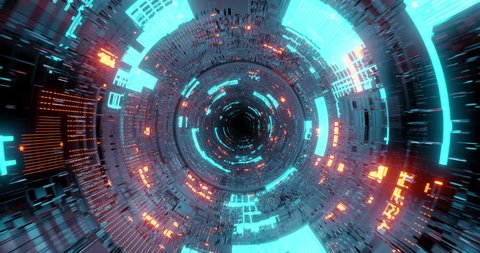 4k Seamless Loop Flying Into Spaceship Tunnel Sci Fi Spaceship Corridor Futuristic Technology Abstract Seamless Vj For Tech Titles And Background Motion Graphic For Internet Speed 3d Render