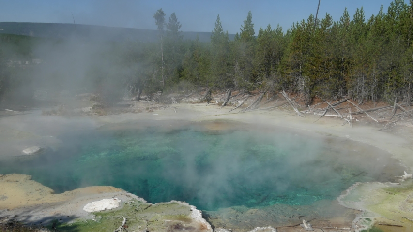 Steam rising from the blue waters of the spring image - Free stock ...