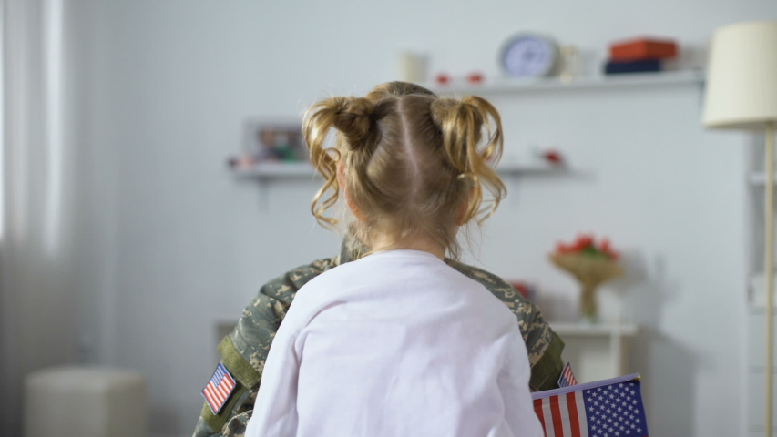 Little Female Kid With Us Stockvideos Filmmaterial 100