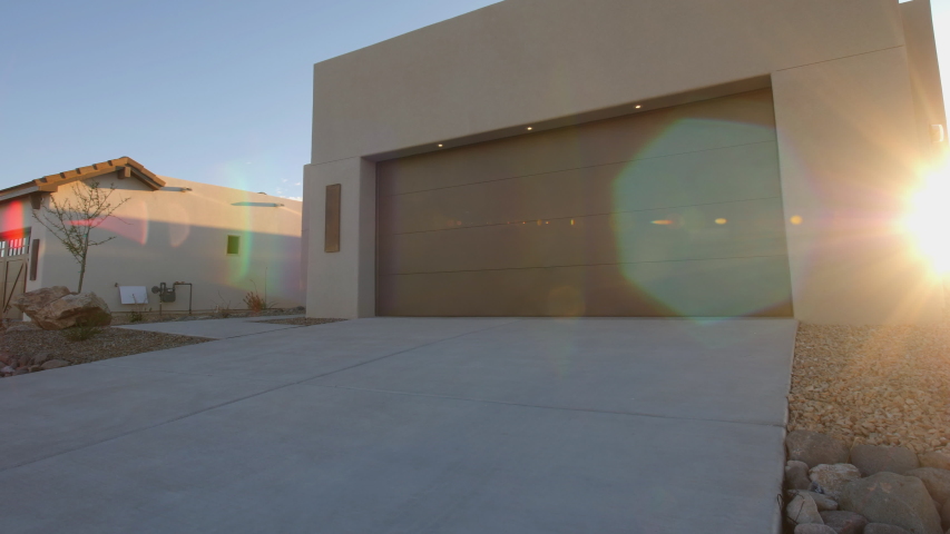 Southwest Home Exterior Garage Door Stock Footage Video 100