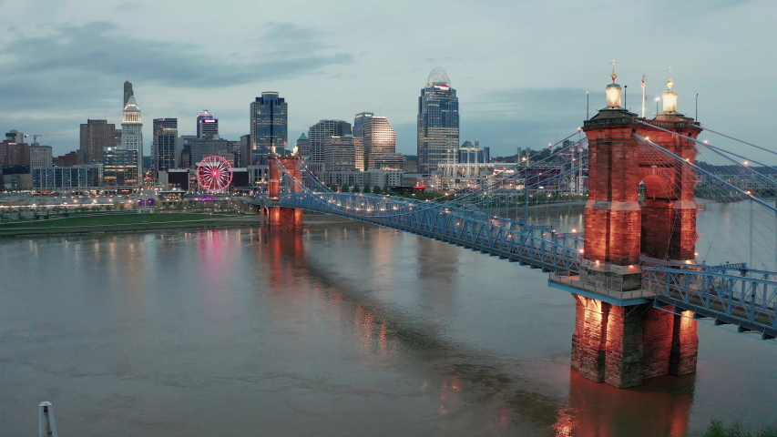 Bridge To Cincinnati Over The River In Ohio Image Free Stock Photo 