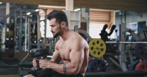 Shirtless Muscular Young Man Doing Stock Footage Video 100