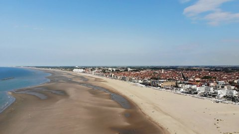 Aerial View Of The Beach Of Dunkirk And Malo Les Bains In France During The Summer
