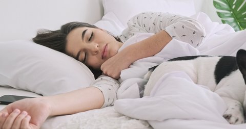 Pornktube School Girl - Young Woman Sleeping in Bed Stock Footage Video (100% Royalty-free ...