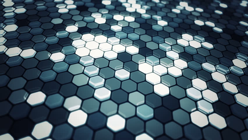 Blue Gray Color glowing hexagonal tiles. abstract moving background of glowing Blue Gray Color glowing hexagonal tiles. abstract moving background of glowing