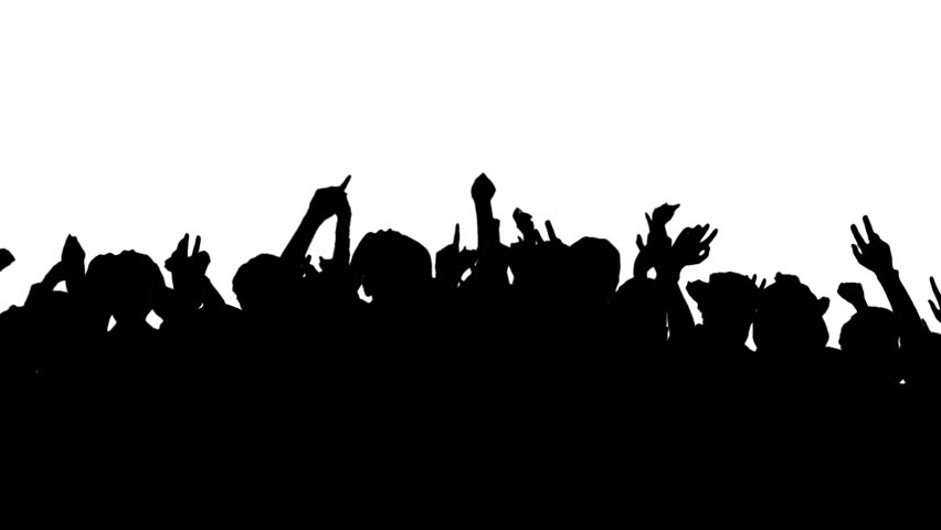 Dancing Crowd, Black Silhouette Over White Background. Can Be Used As ...