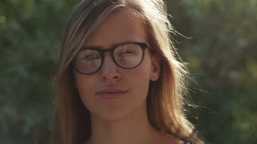 Girl With Glasses Smiling To Stock Footage Video 100