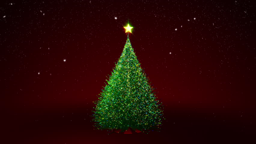 4K Resolution Of Christmas Tree With Color Lights In Tree. Falling