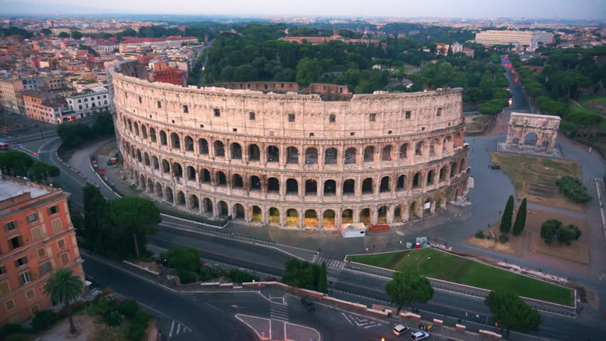 Colosseum, Rome, Italy. Aerial Roman Coliseum On Sunrise. Beautiful ...