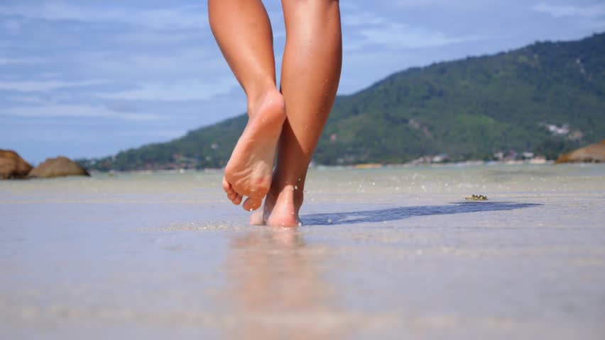 Stock Video Clip Of Barefoot Female Legs Step In The Sea Shutterstock