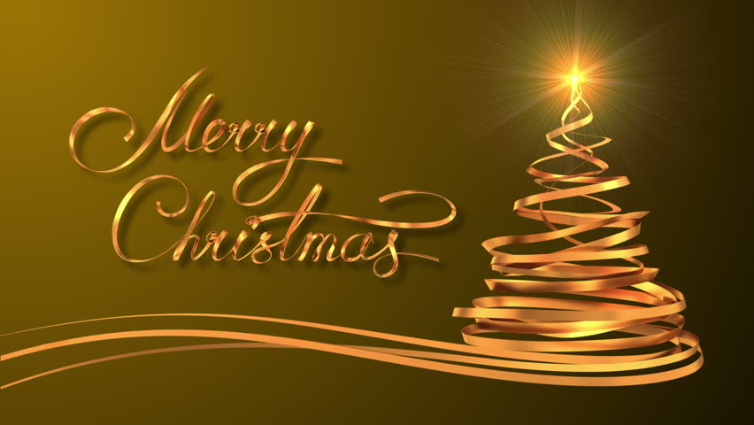Writing Golden Ribbon Text "merry Stock Footage Video (100 Royaltyfree) 12760025 Shutterstock