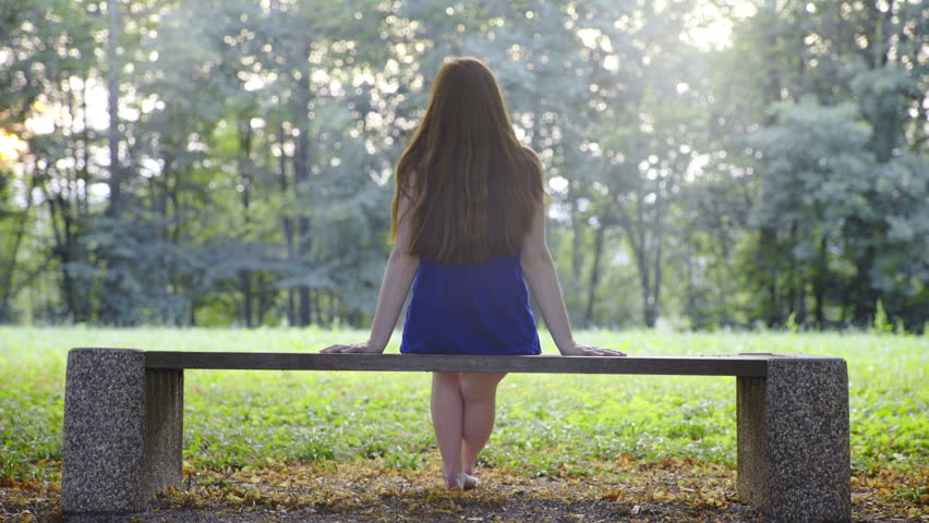 Woman On Bench Walk Over Stockvideos Filmmaterial 100