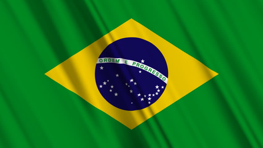 Seamless Loop Of The Brazilian Flag Waving In The Wind With Highly ...