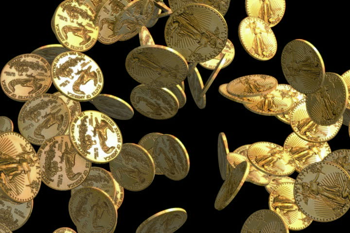 Gold Coins Falling With Black Background HD 1080i Stock Footage Video ...