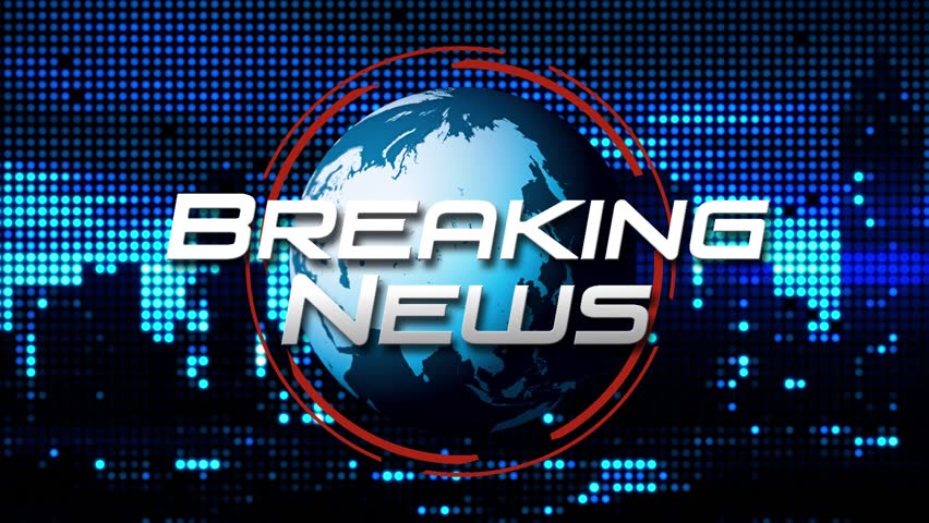 Breaking News Title Animation Blue On LED City Background Breaking News Title Animation Blue On LED City Background