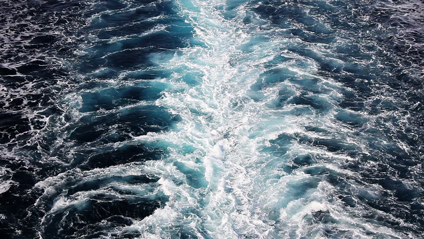 Seawater With Sea Foam Behind A Boat As Background, Full HD Video Stock ...