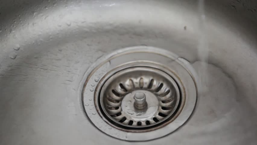 Close Up Of Kitchen Sink Drain With Water Drop Stock Footage Video ...