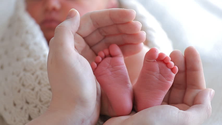 Baby Feet In Mother Hands Stock Footage Video 100 Royalty Free