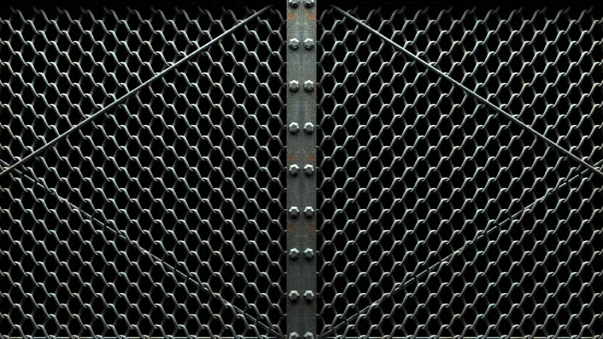 Wire Mesh Gates On Black Stock Footage Video (100% Royalty-free