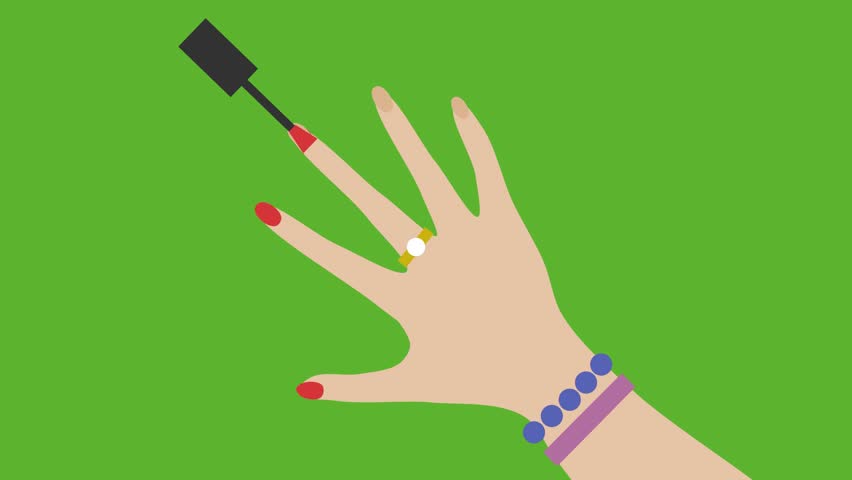 Red Nail Polish, Cartoon, Paint Your Nails With Nail Polish, Manicure