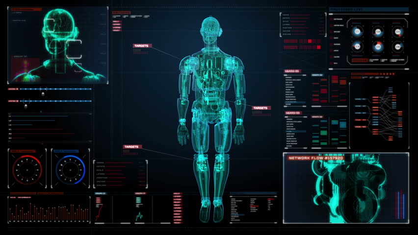 Man Scan Screen - Hi-tech 08 (HD) - 3D Animation. Medical, Scientific