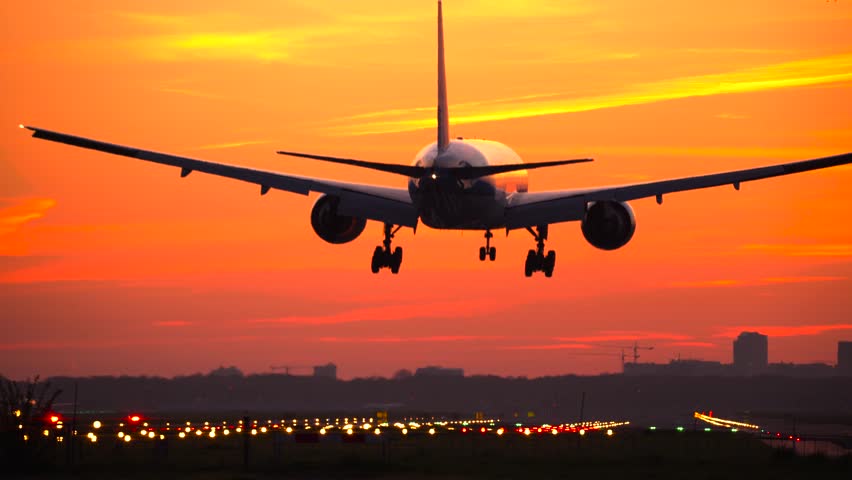 4K Airplane Landing At Dusk Stock Footage Video 10374956 | Shutterstock