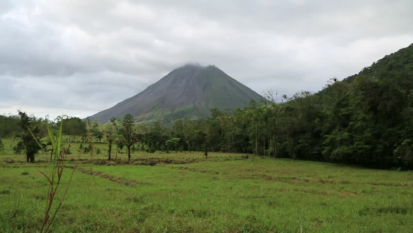 The Classic Cone Shape Of Arenal Volcano In Costa Rica. Stock Footage ...