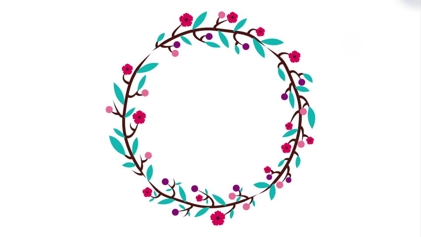 Floral Decoration Design With Small Flower Crown , Video Animation