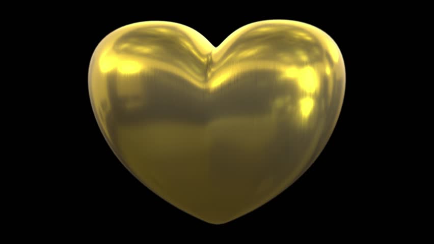 Animated Spinning Glowing Gold Heart Against Transparent Background ...