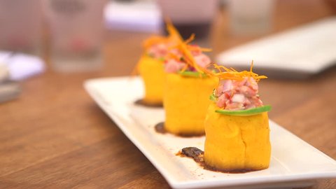 Ceviche Plated In A Restaurant Stock Footage Video 100 Royalty Free 18228175 Shutterstock