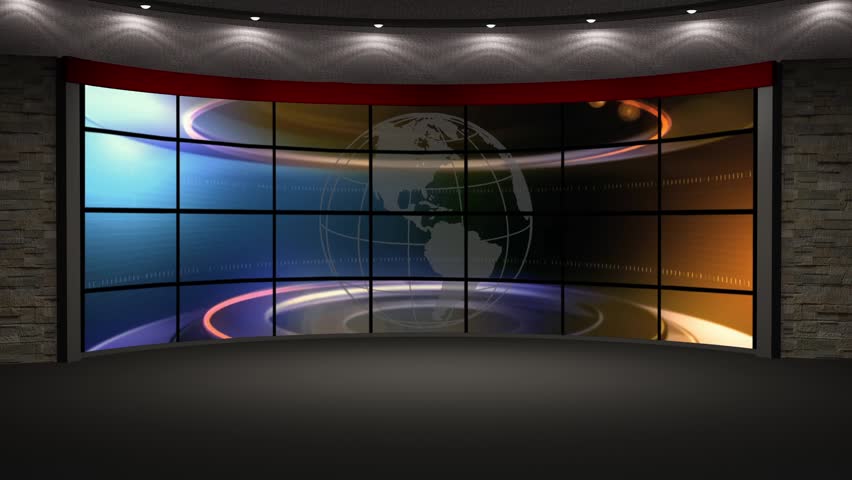 News TV Studio Set - Virtual Green Screen Background Loop Stock Footage ...