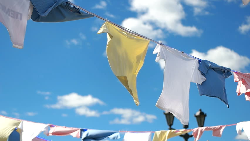 Clothes In Slow Motion Wind Hanging On Line Stock Footage Video 4480868 ...