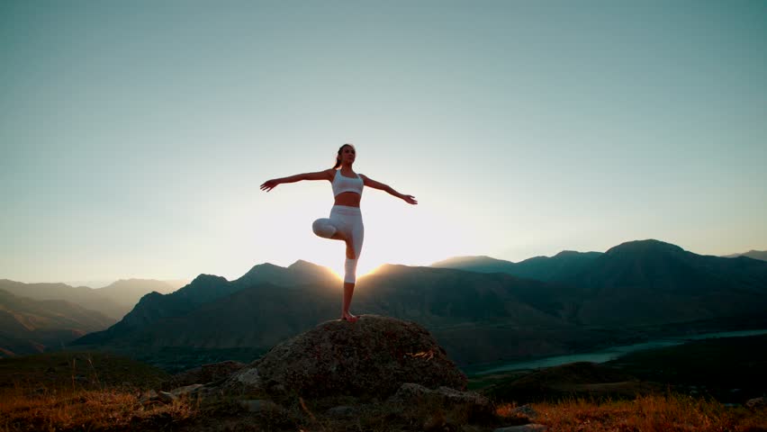 Yoga in the mountains stock photo. Image of happy, adult 