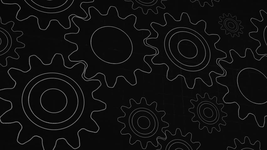 Animated Mechanical Motion Background, Rotate Cogwheel. Loppable Blue Mechanical