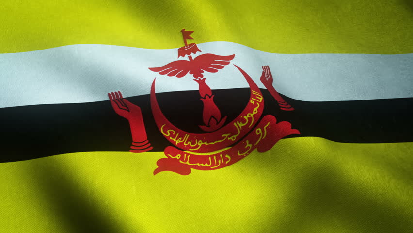 Brunei Flag Waving In The Wind. Detailed Fabric Texture. Seamless ...