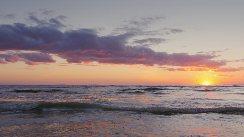 Ocean waves, Sunset, Waves