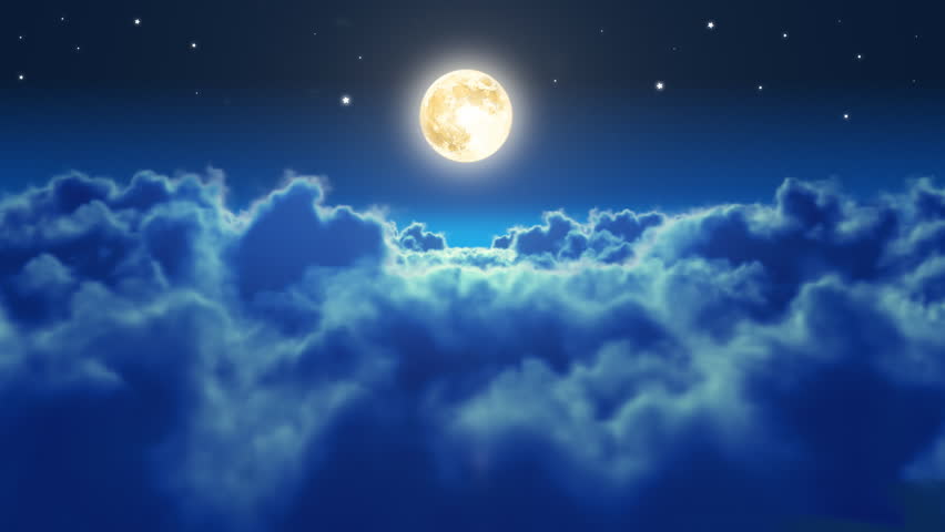 Night Flight Over Clouds, Beautiful Loop-able Cg Animation Stock ...