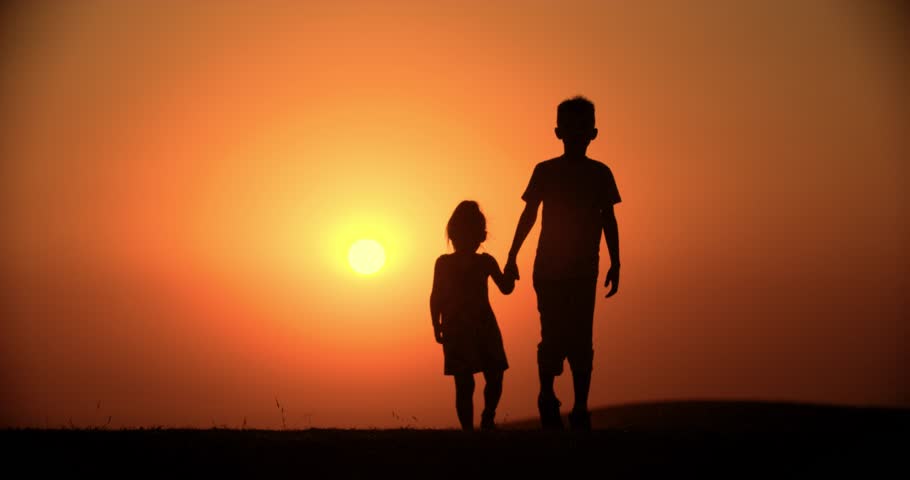 Silhouette Of Family Walking Together At Sunset Stock Footage Video ...