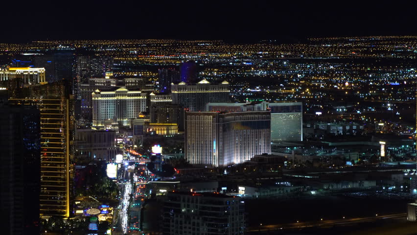 LAS VEGAS, USA - MARCH 29, 2013 Las Vegas Skyline Busy Street Aerial ...