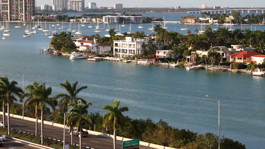 Sailboats In Miami Bay Area On A Beautiful Summer Day, Aerial View ...