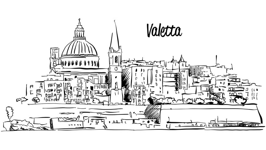 Image result for malta skyline drawing