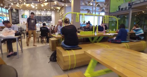CHIANG MAI,THAILAND - CIRCA November 2016 :4k - walk thru of modern co-work space in thailand