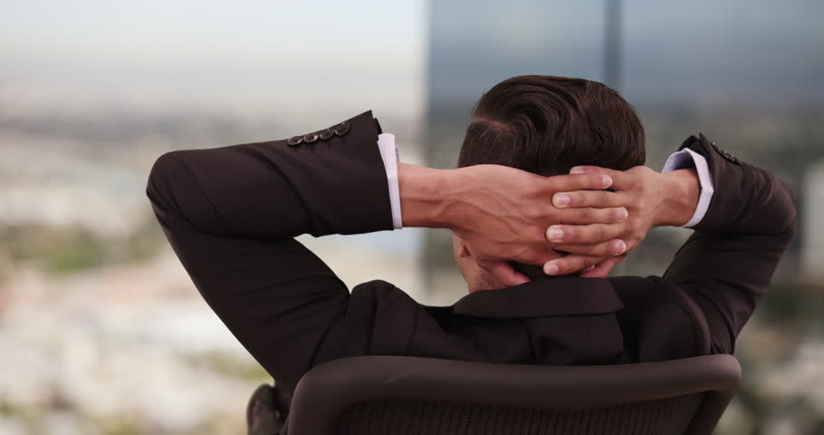 Rear View Of Businessman Leaning Stock Footage 100 Royalty Free 21542245 Shutterstock