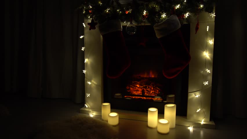 Christmas Stockings Hanging On Fireplace Stock Footage Video 100