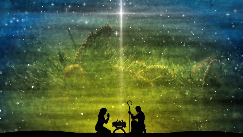 Green Christmas Advent Motion Background Featuring Baby Jesus In A ...